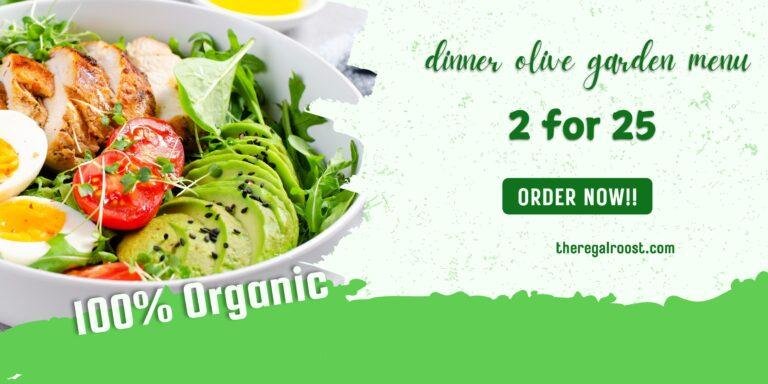 Dinner Olive Garden Menu 2 for 25 written on image
