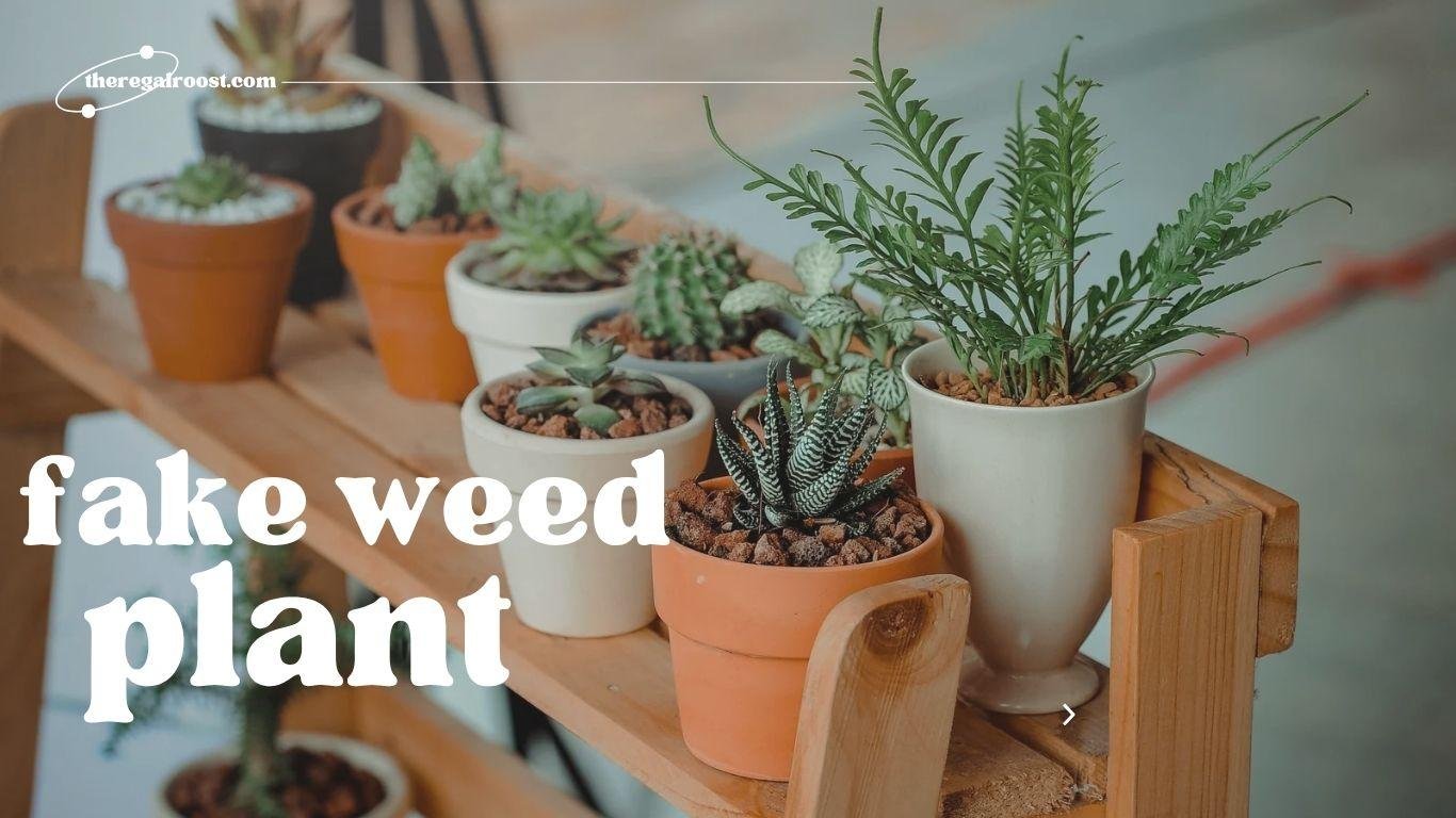 Fake Weed Plant written on an image of plants